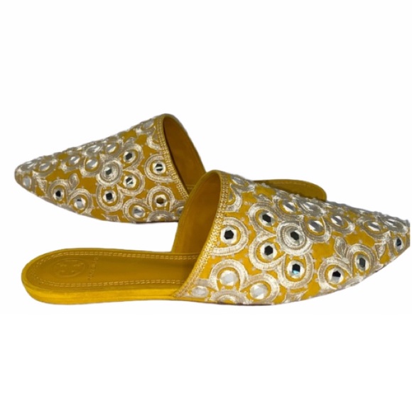 NWT Tory Burch Elora Gold India Mirrored Flats Women’s Size 9.5 - Picture 3 of 8